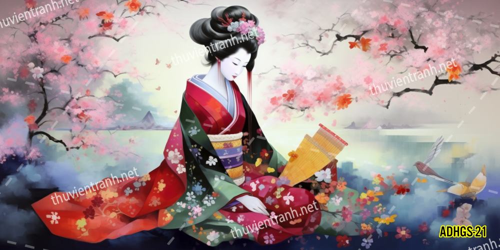 Tranh dán tường hoa cô gái Geisha Nhật Bản-ADHGS-21 - Kết quả tìm kiếm tranh tường